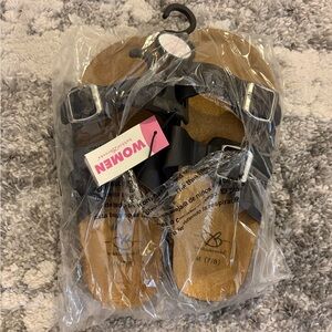 NEW Women’s Black Cork Footbed Slide Sandals
